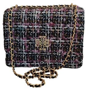 Tory Burch Shoulder Bag Womens Medium Multicolor Tweed Chain Crossbody Purse